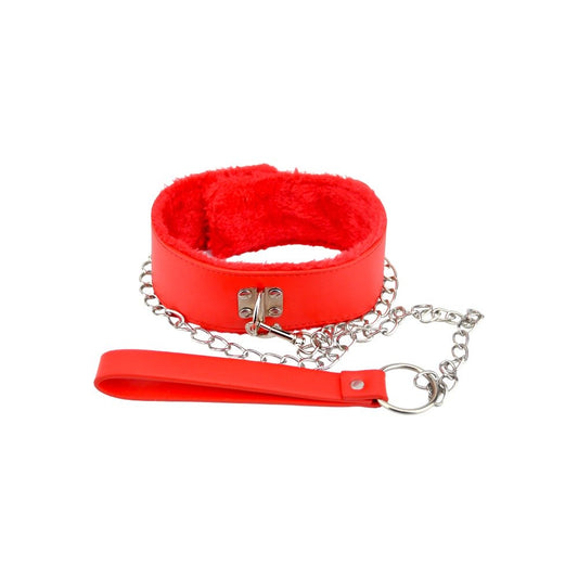 BDSM Rotes Halsband mit Leine