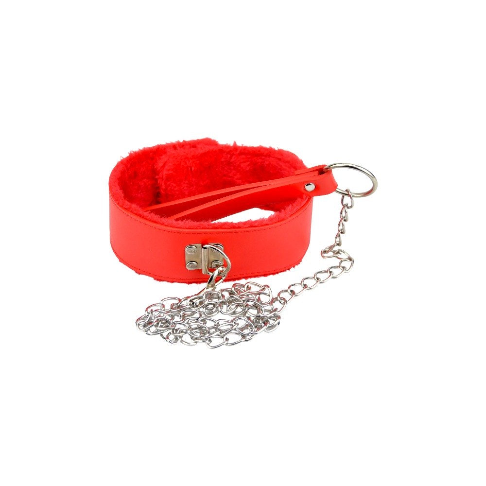 BDSM Red collar with Leash